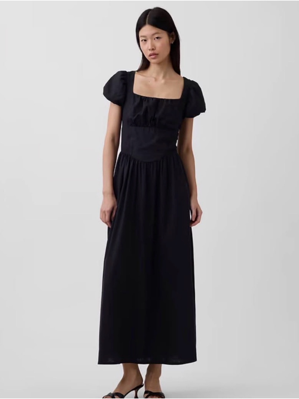 NWT - Gap Linen-Blend Drop-Waist Maxi Dress